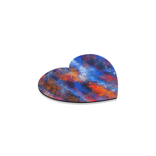 psychedelic geometric polygon shape pattern abstract in red orange blue Heart Coaster