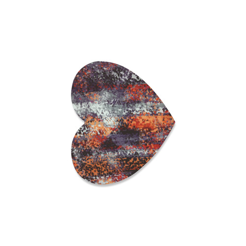 psychedelic geometric polygon shape pattern abstract in black orange brown red Heart Coaster