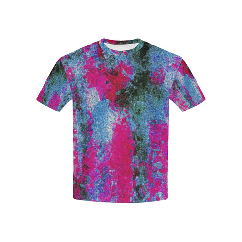 vintage psychedelic painting texture abstract in pink and blue with noise and grain Kids' All Over Print T-shirt (USA Size) (Model T40)