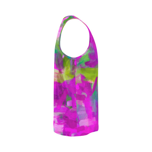 splash painting abstract texture in purple pink green All Over Print Tank Top for Men (Model T43)