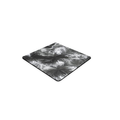 camouflage abstract painting texture background in black and white Square Coaster