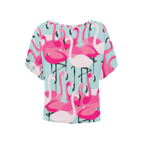 Pink Flamingo Pink Flamingos Women's Batwing-Sleeved Blouse T shirt (Model T44)