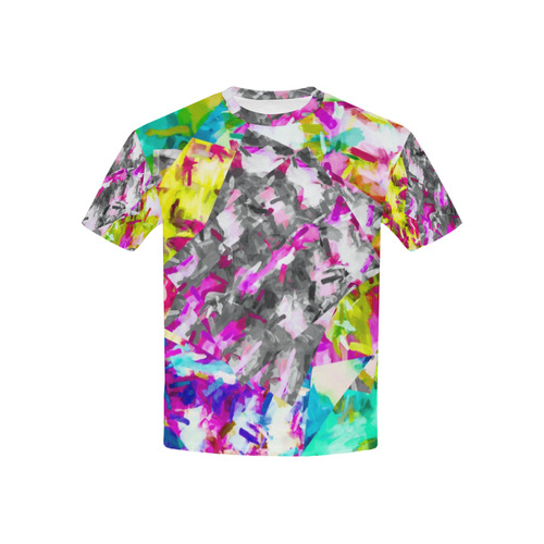 camouflage psychedelic splash painting abstract in pink blue yellow green purple Kids' All Over Print T-shirt (USA Size) (Model T40)