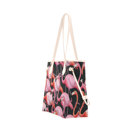 Beautiful Pink Flamingos Summer Pattern Clover Canvas Tote Bag (Model 1661)