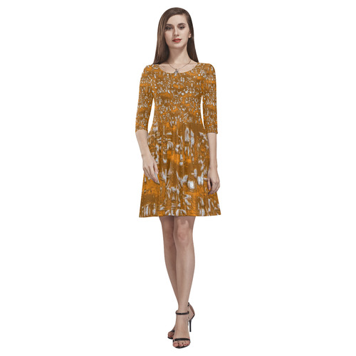 glossy abstract orange by JamColors Tethys Half-Sleeve Skater Dress(Model D20)