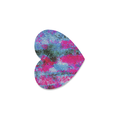 vintage psychedelic painting texture abstract in pink and blue with noise and grain Heart Coaster