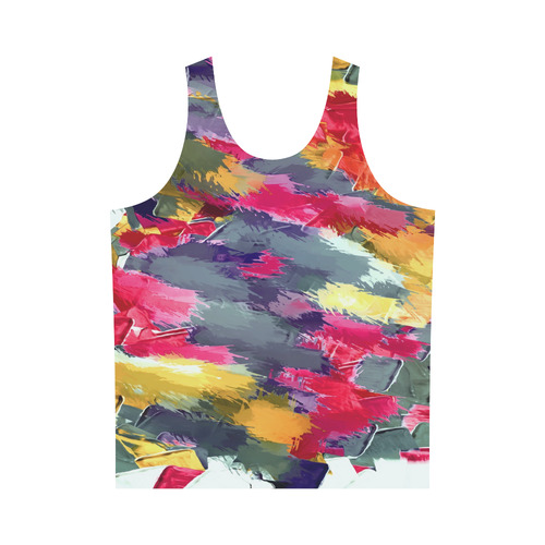 splash painting texture abstract background in red purple yellow All Over Print Tank Top for Men (Model T43)