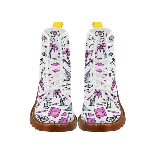 World Travel Pattern New York Berlin Rio Martin Boots For Women Model 1203H