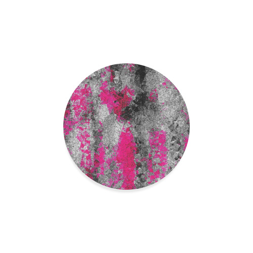 vintage psychedelic painting texture abstract in pink and black with noise and grain Round Coaster