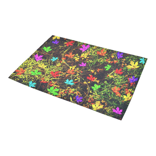 maple leaf in blue red green yellow pink orange with green creepers plants background Azalea Doormat 24" x 16" (Sponge Material)