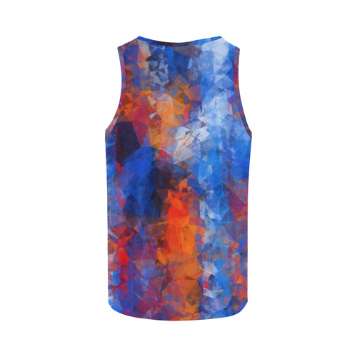 psychedelic geometric polygon shape pattern abstract in red orange blue All Over Print Tank Top for Men (Model T43)