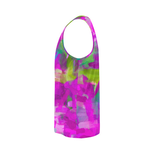 splash painting abstract texture in purple pink green All Over Print Tank Top for Men (Model T43)