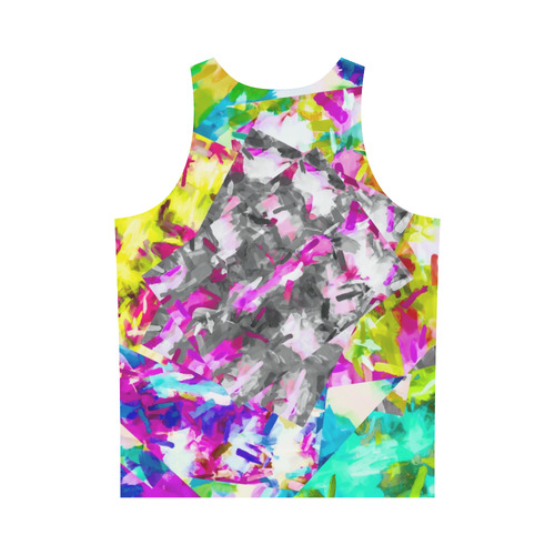 camouflage psychedelic splash painting abstract in pink blue yellow green purple All Over Print Tank Top for Men (Model T43)