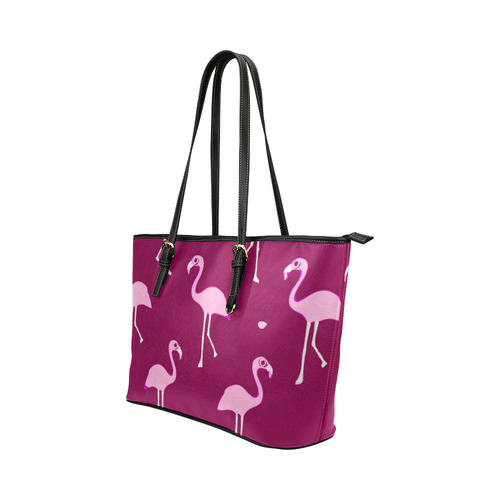 Pink Flamingos Summer Pattern Leather Tote Bag/Large (Model 1651)