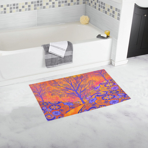 Bath Rug Sunset Park Trees Colorful Art Bath Rug 16''x 28''