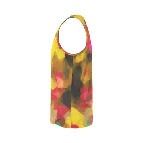 psychedelic geometric polygon shape pattern abstract in pink yellow green All Over Print Tank Top for Men (Model T43)
