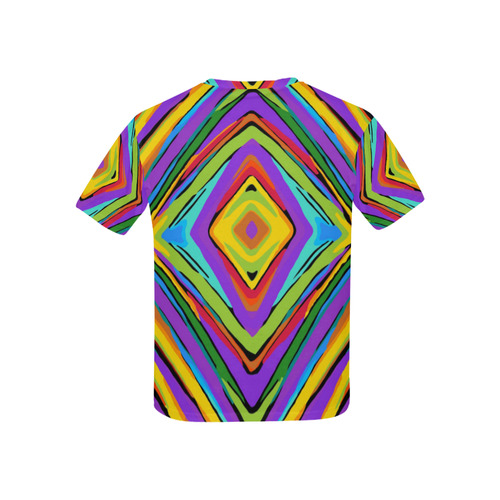 psychedelic geometric graffiti square pattern abstract in blue purple pink yellow green Kids' All Over Print T-shirt (USA Size) (Model T40)