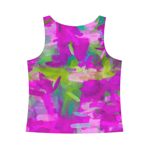 splash painting abstract texture in purple pink green All Over Print Tank Top for Women (Model T43)