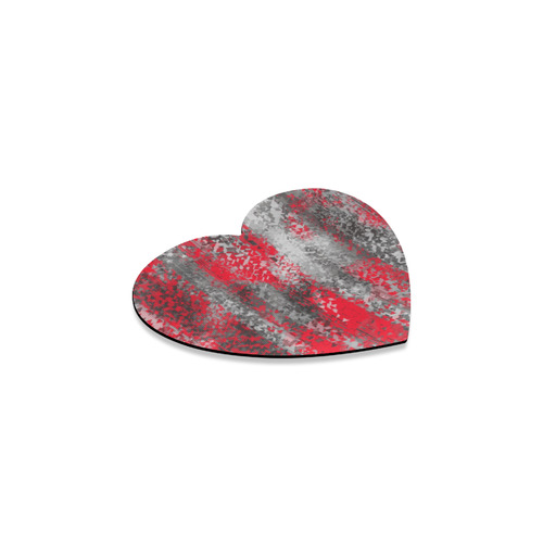 psychedelic geometric polygon shape pattern abstract in black and red Heart Coaster