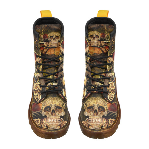 Steampunk Alchemist Mage Roses Celtic Skull High Grade PU Leather Martin Boots For Women Model 402H