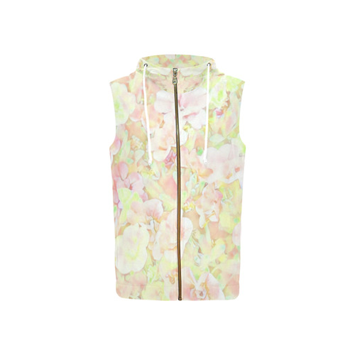 Lovely Floral 36C by FeelGood All Over Print Sleeveless Zip Up Hoodie for Women (Model H16)