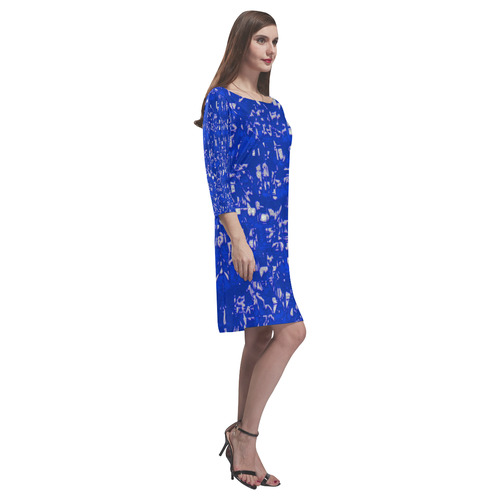 glossy abstract blue by JamColors Rhea Loose Round Neck Dress(Model D22)