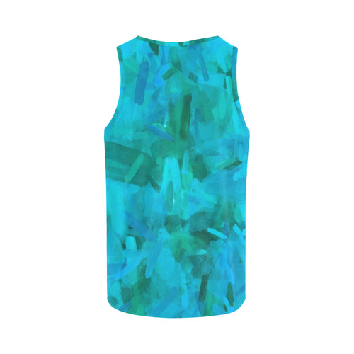 splash painting abstract texture in blue and green All Over Print Tank Top for Women (Model T43)