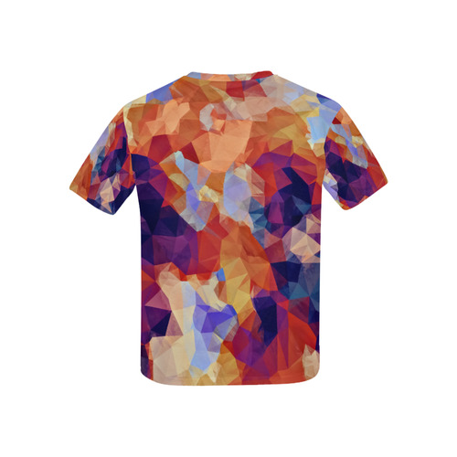 psychedelic geometric polygon pattern abstract in orange brown blue purple Kids' All Over Print T-shirt (USA Size) (Model T40)