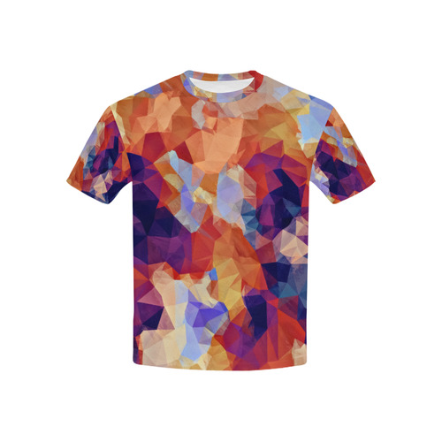 psychedelic geometric polygon pattern abstract in orange brown blue purple Kids' All Over Print T-shirt (USA Size) (Model T40)