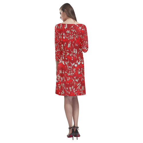 glossy abstract red by JamColors Rhea Loose Round Neck Dress(Model D22)
