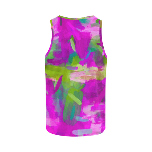 splash painting abstract texture in purple pink green All Over Print Tank Top for Women (Model T43)