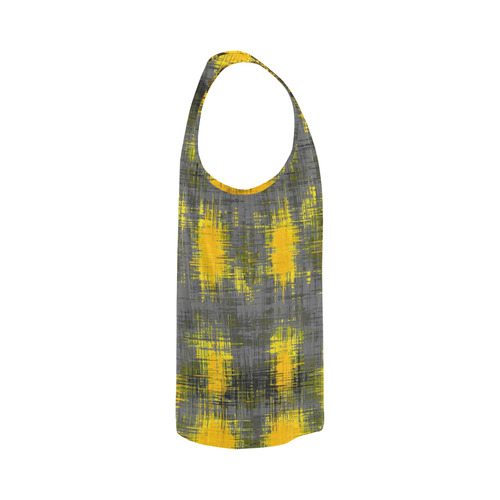 geometric plaid pattern painting abstract in yellow brown and black All Over Print Tank Top for Men (Model T43)