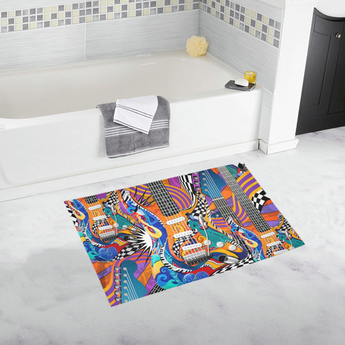 Bath Rug Colorful Guitar Music Art Print Bath Rug 20''x 32''