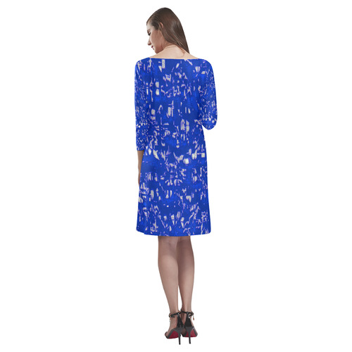 glossy abstract blue by JamColors Rhea Loose Round Neck Dress(Model D22)