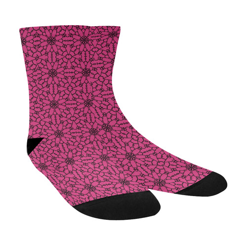 Pink Yarrow Lace Crew Socks