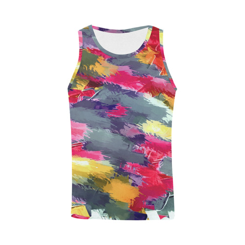 splash painting texture abstract background in red purple yellow All Over Print Tank Top for Men (Model T43)
