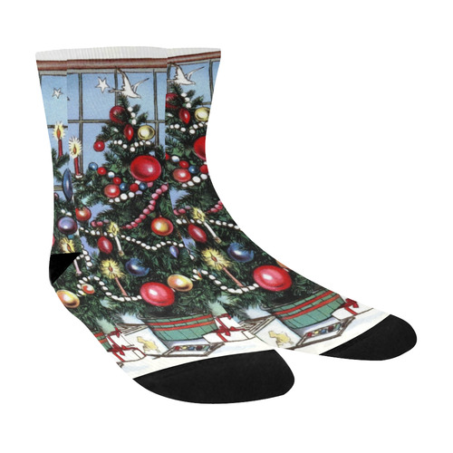 Retro Christmas Tree Crew Socks