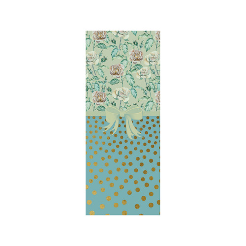 Vintage Roses Polka Dots Ribbon - Teal Gold Quarter Socks