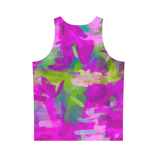 splash painting abstract texture in purple pink green All Over Print Tank Top for Men (Model T43)