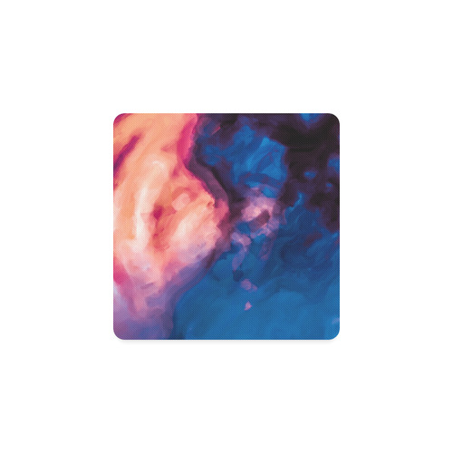 psychedelic milky way splash painting texture abstract background in red purple blue Square Coaster