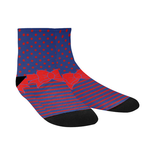 Polka Dots Stripes Comic Ribbon blue red Quarter Socks