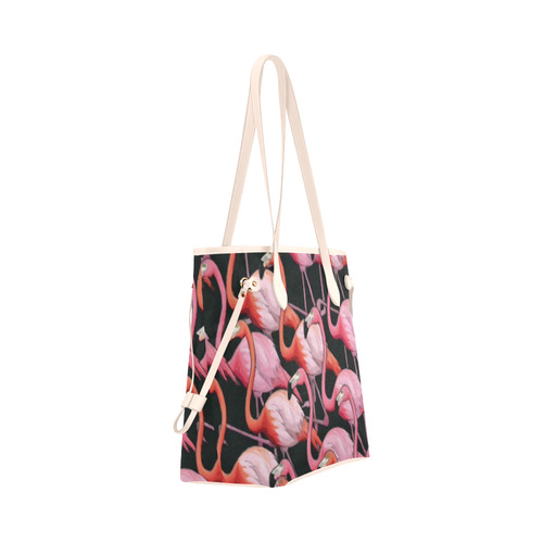 Beautiful Pink Flamingos Summer Pattern Clover Canvas Tote Bag (Model 1661)