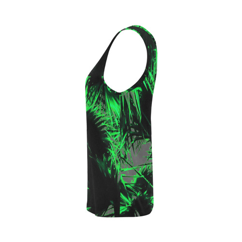 green palm leaves texture abstract background All Over Print Tank Top for Women (Model T43)