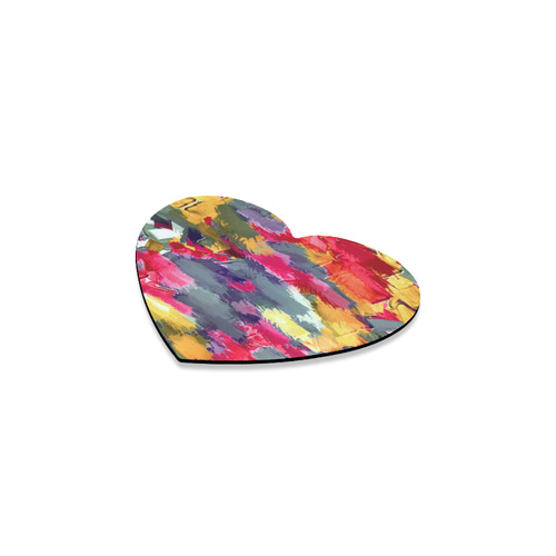 splash painting texture abstract background in red purple yellow Heart Coaster