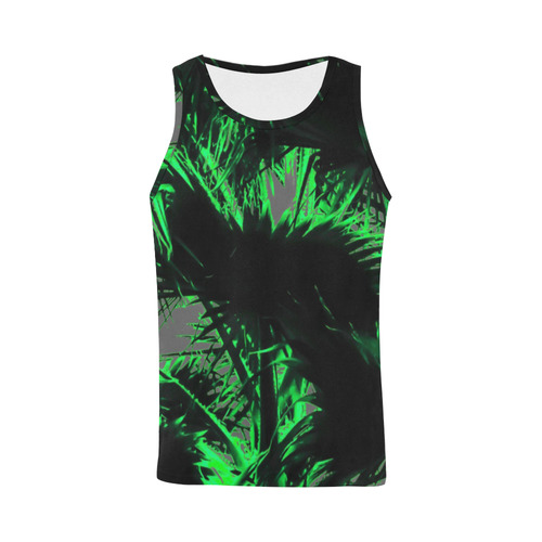 green palm leaves texture abstract background All Over Print Tank Top for Men (Model T43)