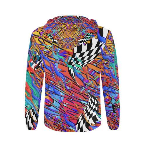 Print Hoodie HOT Guitar Checkerboard Shred All Over Print Full Zip Hoodie for Men (Model H14)