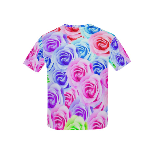 closeup colorful rose texture background in pink purple blue green Kids' All Over Print T-shirt (USA Size) (Model T40)