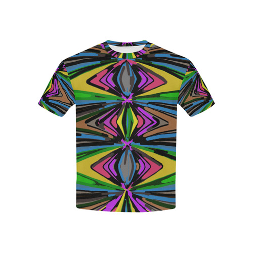 psychedelic geometric graffiti triangle pattern in pink green blue yellow and brown Kids' All Over Print T-shirt (USA Size) (Model T40)