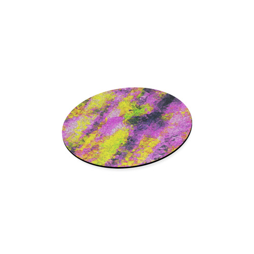 vintage psychedelic painting texture abstract in pink and yellow with noise and grain Round Coaster