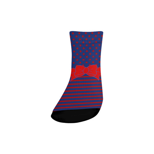 Polka Dots Stripes Comic Ribbon blue red Quarter Socks